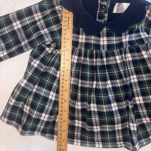 Cecil and Lou Girls Navy Green Plaid Corduroy Collar Blouse Holiday Prep 3T - Picture 7 of 14